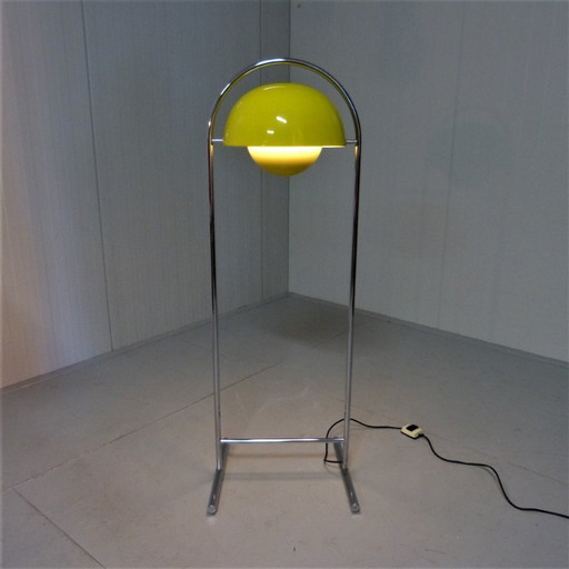 Lampadaire en forme de pot de fleurs jaune cosaque, années 1960-1970