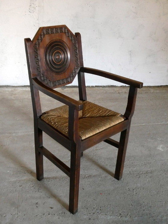 Image 1 of Poltrona bretone in rovere e paglia