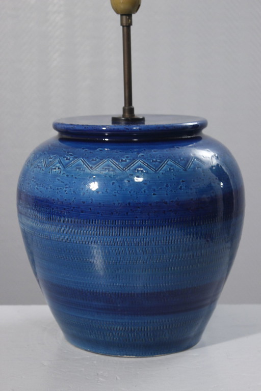 Large vintage style ceramic lamp base Aldo Londi Rimini Blu 1970s