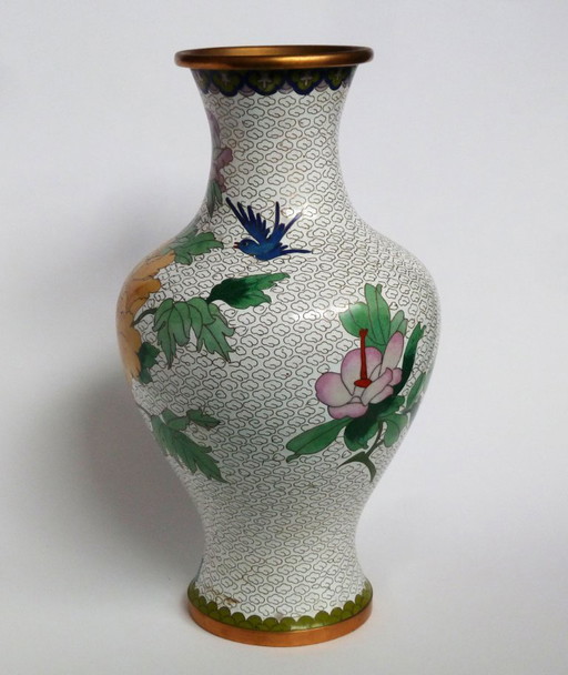 Vaso cinese in smalto cloisonné
