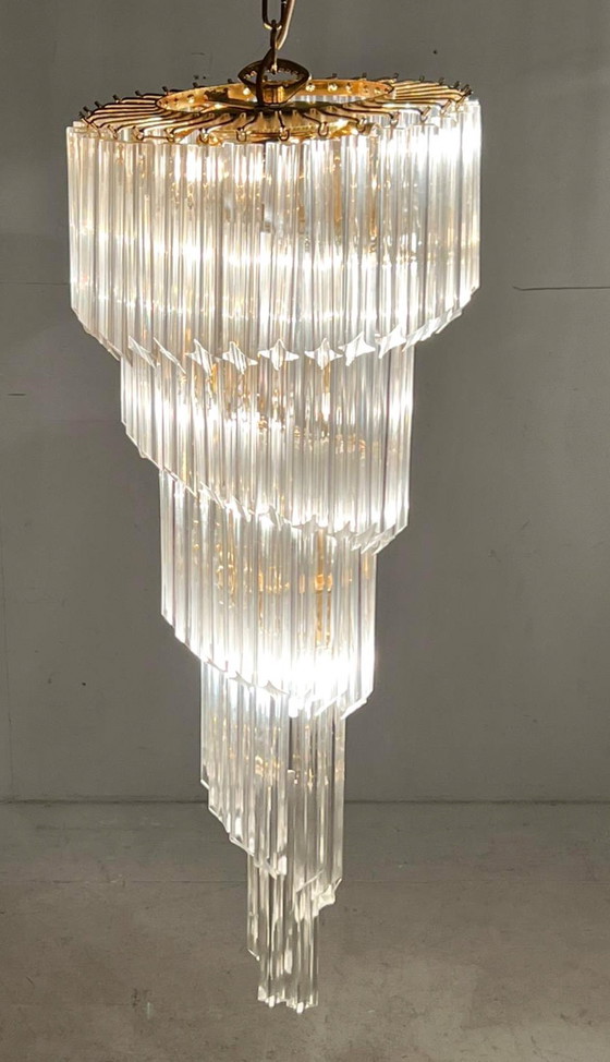 Image 1 of  Gran araña/lámpara de techo de Paolo Venini, cascada, cristal de Murano, Italia, años 70