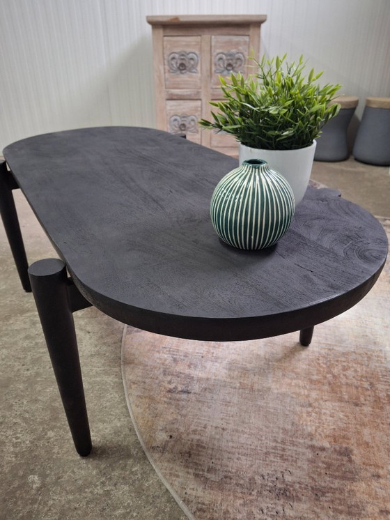 Image 1 of Table basse robuste 120x60cm en bois de manguier et métal, neuve