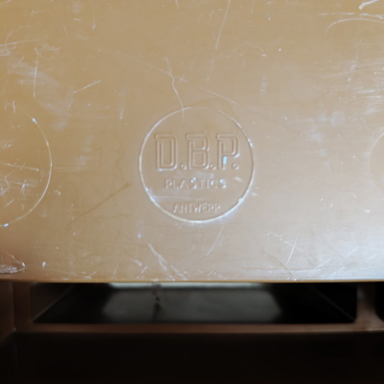 Image 1 of Scatola organizer vintage DBP Plastics Antwerp – contenitore portaoggetti marrone fumé, design belga anni '70