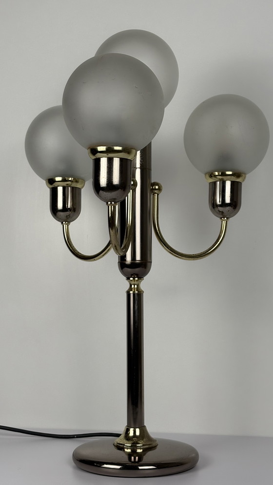 Image 1 of Lampe boule vintage originale en laiton, modèle Lengefeld