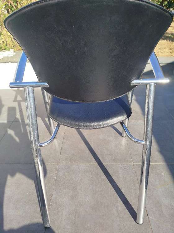 10 Brayton-stoelen – Eetkamerstoelen, Leather, Metal (photo 7 of 10)