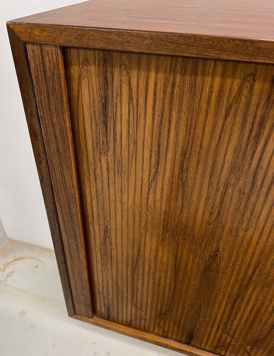 Image 1 of Rosewood Tambour Door Cabinet By Kai Kristiansen For Feldballes