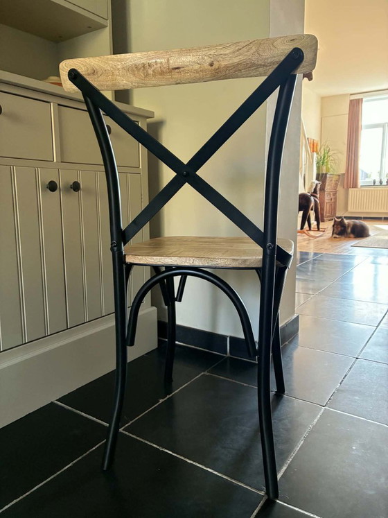 6 Cross Chairs Black Metal / Solid Mango Wood – VidaXL, Dining chairs (photo 6 of 10)