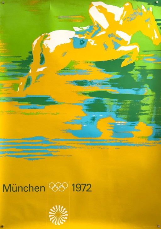🐎 München 1972 – Reiten (Ecuestre) – 1972 – Póster original A0 de Otl Aicher | 118,9 × 84,1 cm | Alemania Occidental
