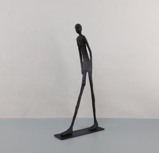 Set of 2 Sculptures After Giacometti "Men Walking" 43cm Iron – beeldhouwkunst (photo 2 of 8)