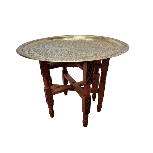 Moroccan Tea Table With Brass Leaf