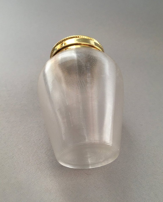 Image 1 of Antica scatola da tè in vetro retinato frisone con tappo in ottone