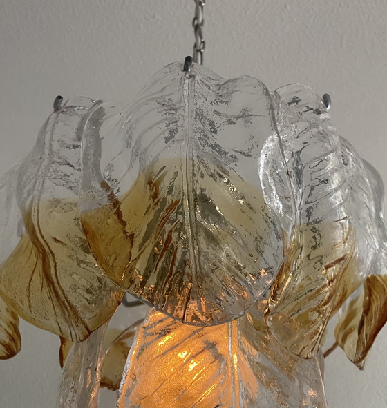 Image 1 of Vintage Frozen leaves hanglamp 70’s
