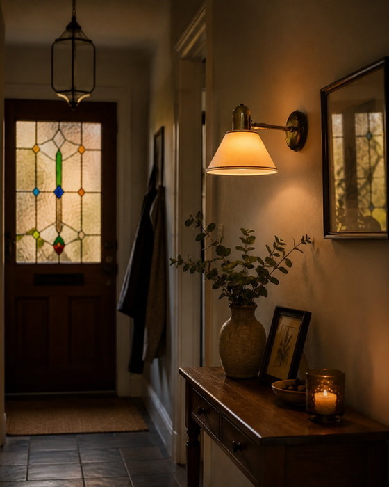 Image 1 of Vintage Deense messing wandlamp
