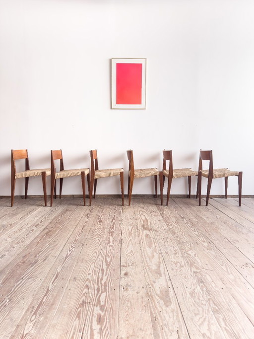 Set van 6 Teak Pia eetkamerstoelen van Poul Cadovius
