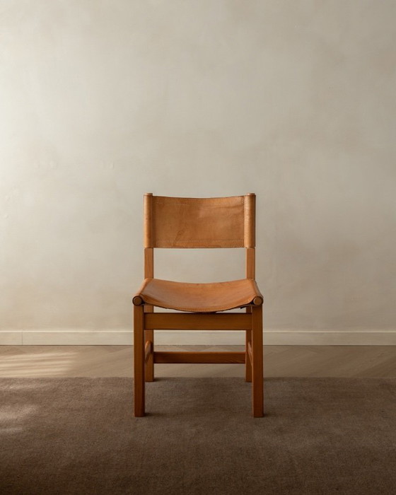 Image 1 of Vintage Kotka Dining Chairs by Tomas Jelinek for IKEA, Pine & Saddle Leather Safari Chairs, 1980s, Set of 6