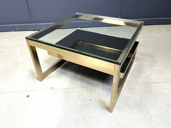 Image 1 of Table basse Belgochrom en or 23 carats en forme de G, années 1970