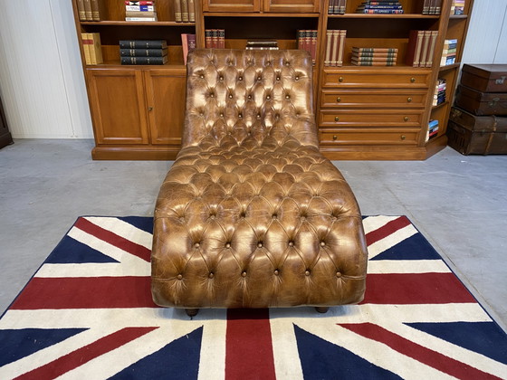 Chaise longue Chesterfield inglese XL, Pelle Vintage Color Sigaro, 170L x 84P x 90H – Winchester, Leather (photo 5 of 5)