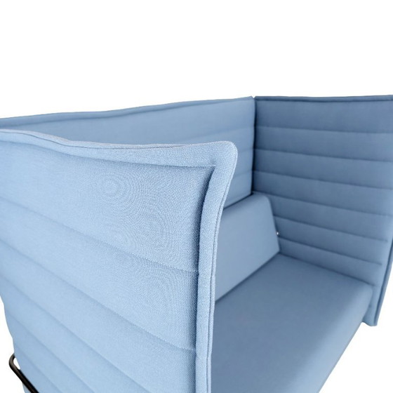 Image 1 of 4x Original Vitra Alcove Highback Zweisitzer Sessel blau Bürosofa