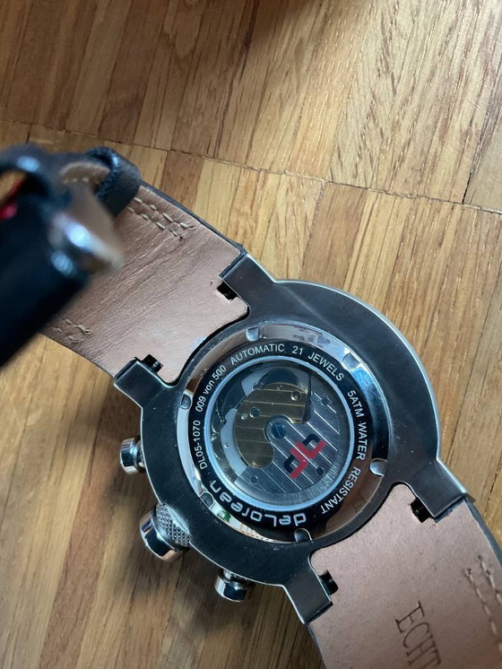 Image 1 of Cronografo automatico deLorean | Edizione limitata 009/500 modello DL05-1070 rosso argento | Set completo