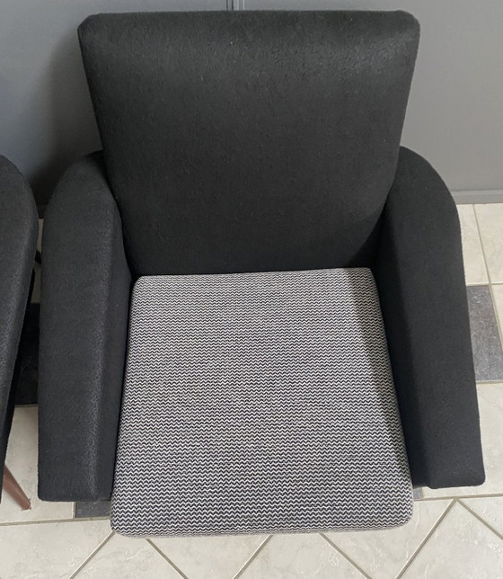 Image 1 of Set van twee zwart-witte fauteuils uit de jaren 60.