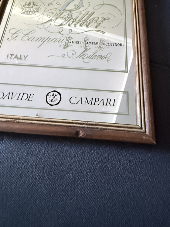 Specchio da bar Campari / Specchio pubblicitario con cornice in legno – Glass, Wood (photo 5 of 5)