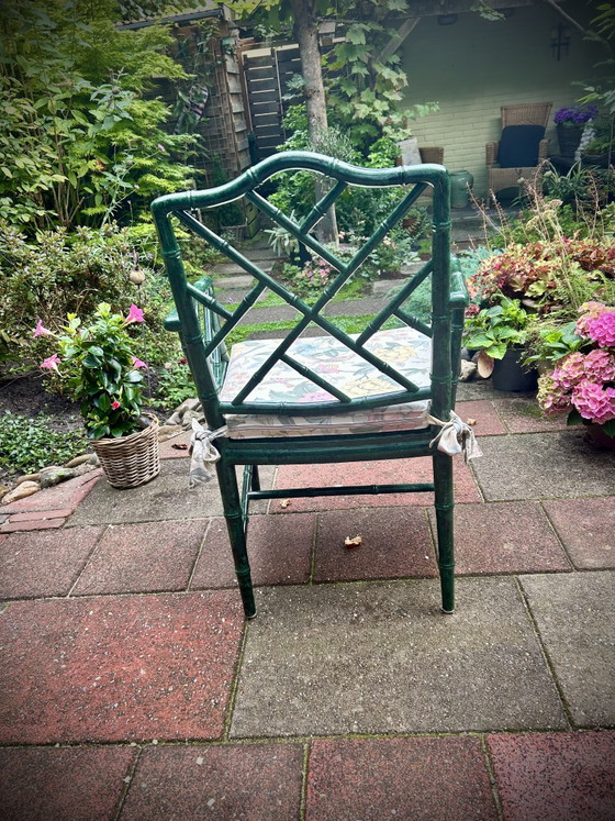 4 Chinese Chippendale Chinoiserie Fauteuils. – Eetkamerstoelen, Bamboo (photo 4 of 6)