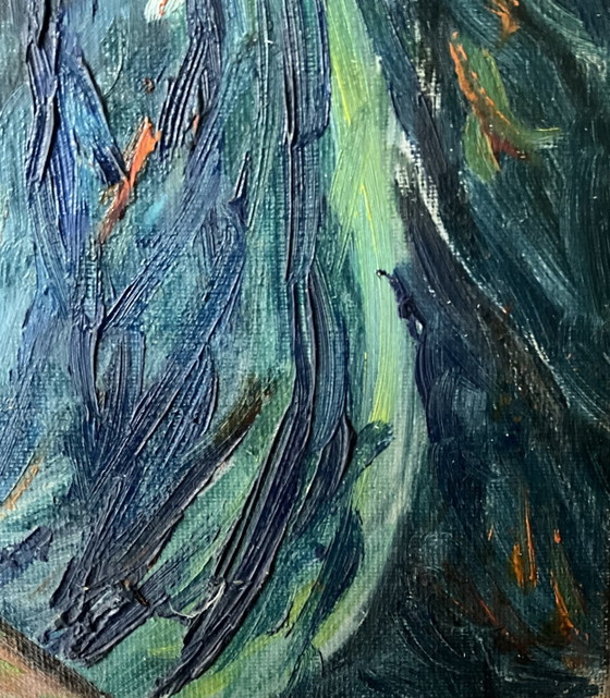 Image 1 of Original Expressionist Oil Painting on Canvas – Vintage Portrait, 1960s–1970s