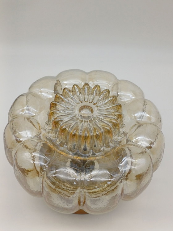 Plafonnier vintage, Verre, Métal, Doré (photo 9 sur 14)