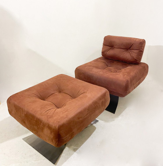 Image 1 of Mid Century Loungestoel en Ottoman Model 'Alta' van Oscar Niemeyer voor Mobilier International, 1970S