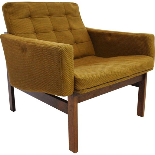 Coppia di poltrone Moduline vintage in tessuto verde scuro e palissandro di Ole Gjerlov Knudsen e Torben Lind