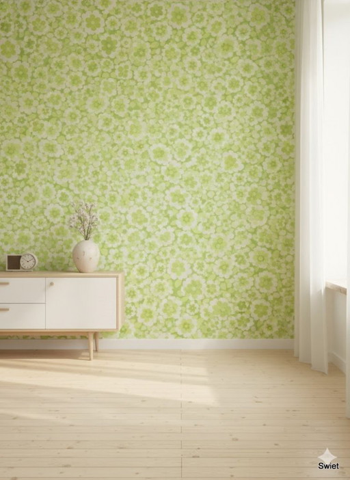 14309 Fris Retro Vintage Style Groen Bloemenbehang Inke Heiland