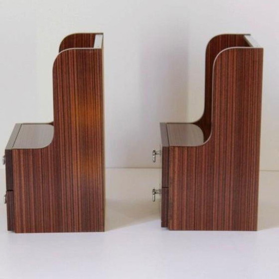 1x Vintage Italiaanse Mid-Century Modern Palissander Nachtkastjes, circa 1970 – Glass (photo 5 of 11)