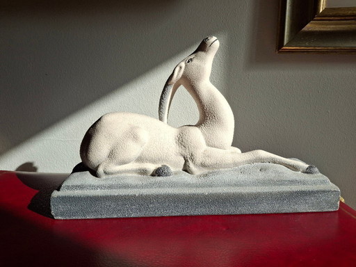 Antilope Gazelle Art Déco céramique crispée perlée