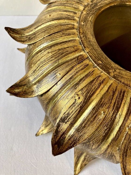 Image 1 of Ceiling light, Hans Kögl, sunflower model in gilded metal, 1950s