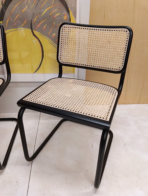 Image 1 of ALIVARMVSEVM 104. SET of 2 CESCA B32 Chairs (NEW) in Black Frame Limited Edition 
