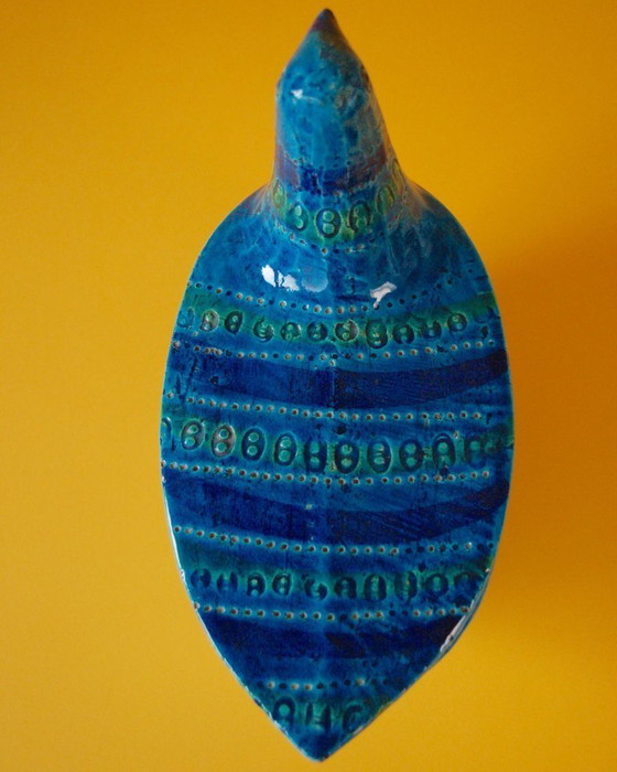 Image 1 of Scatola portaoggetti a forma di colomba in ceramica blu Rimini, Bitossi anni '70