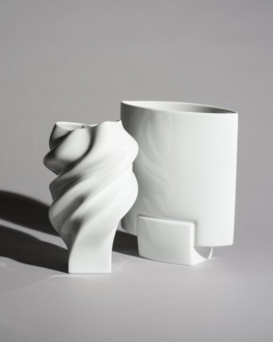 Image 1 of Rosenthal Porcelain Vase Duo “Debut” by Michael Boehm & “Squall” by Cédric Ragot