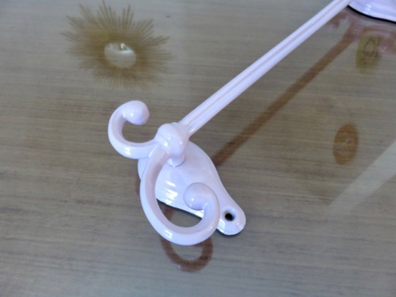 Image 1 of Antique pink enamelled cast iron towel rack