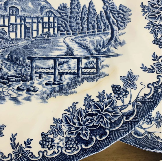 Image 1 of 6 Assiettes Plates Terre De Fer Anglaise Myott The Brook, Ironstone Vintage