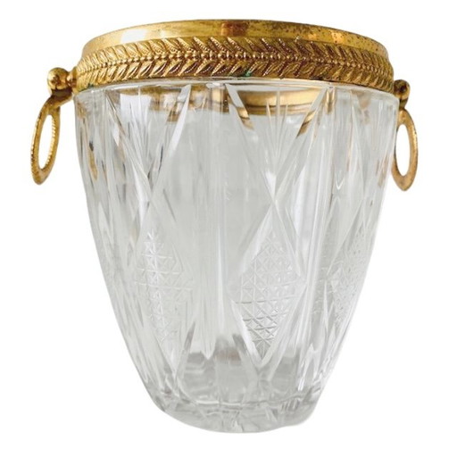 Mid - Century French Ice bucket crystal gilded 1950's