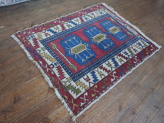 Tapis Anatolien Kars Kazak fait main 141×110cm, Coton, Laine, Multicolore (photo 2 sur 13)