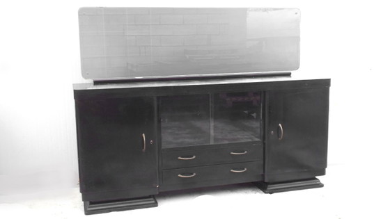 Paire de Buffets bas Art Déco laqués noirs, Bar, attribués à Borsani Osvaldo (années 1930) (photo 3 of 10)