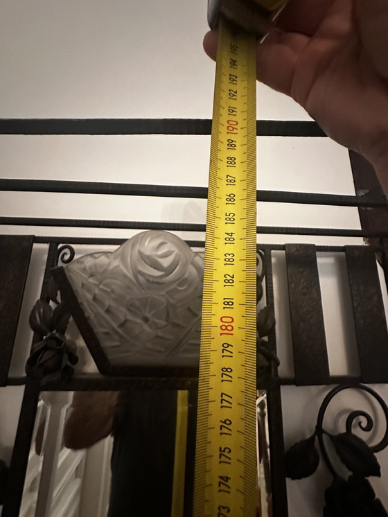 Image 1 of Art-Deco wrought-iron coat rack and Degue lamp