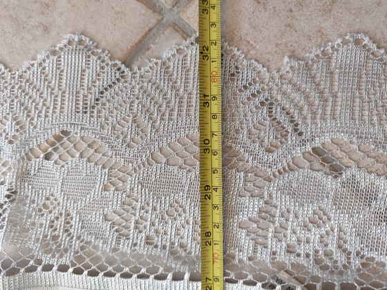 Image 1 of Tovaglia natalizia argento 82x82 cm motivo a campana in pizzo molto bella