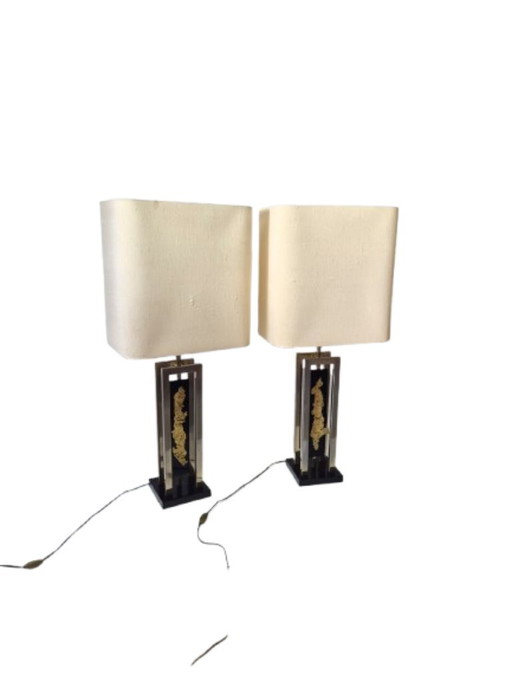 Importante paire de lampes 1970, Philippe Cheverny