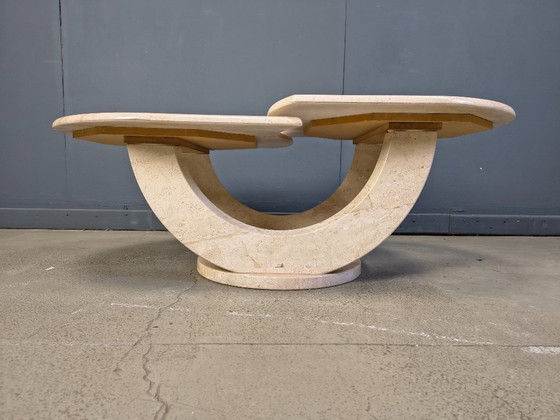 Image 1 of Vintage two tier travertine coffee table, 1970s