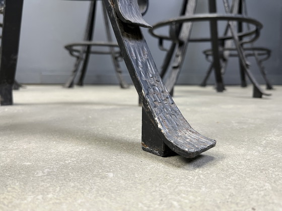 Image 1 of Sgabelli da bar brutalisti vintage in ferro battuto, anni '70 - Set di 6