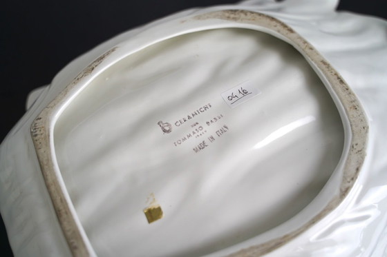 Image 1 of Großes weißes Keramik-Mittelstück von Tommaso Barbi, Italien, 1970er Jahre