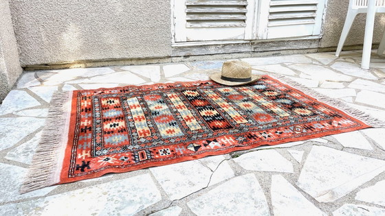 Image 1 of TAPIS Soie et Coton Vintage - 142 x 84cm