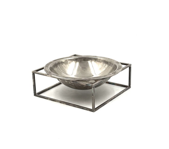 Image 1 of Bol / vide poche en métal argenté, Italie Mid Century 1970